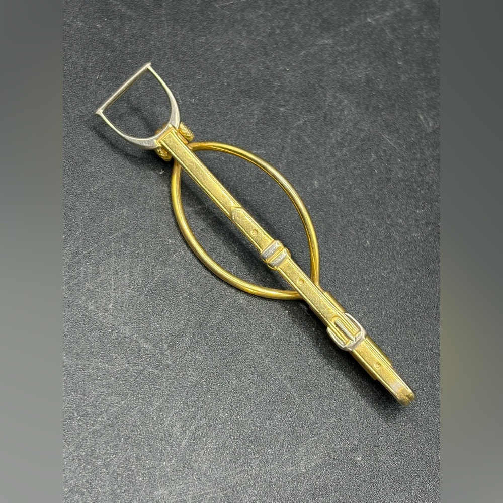Swank Klip Vintage Art Deco Horse Stirrup & Buckle Tie Clip, Tie Clasp Accessory